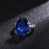 Anillo de cristal azul de tamaño abierto