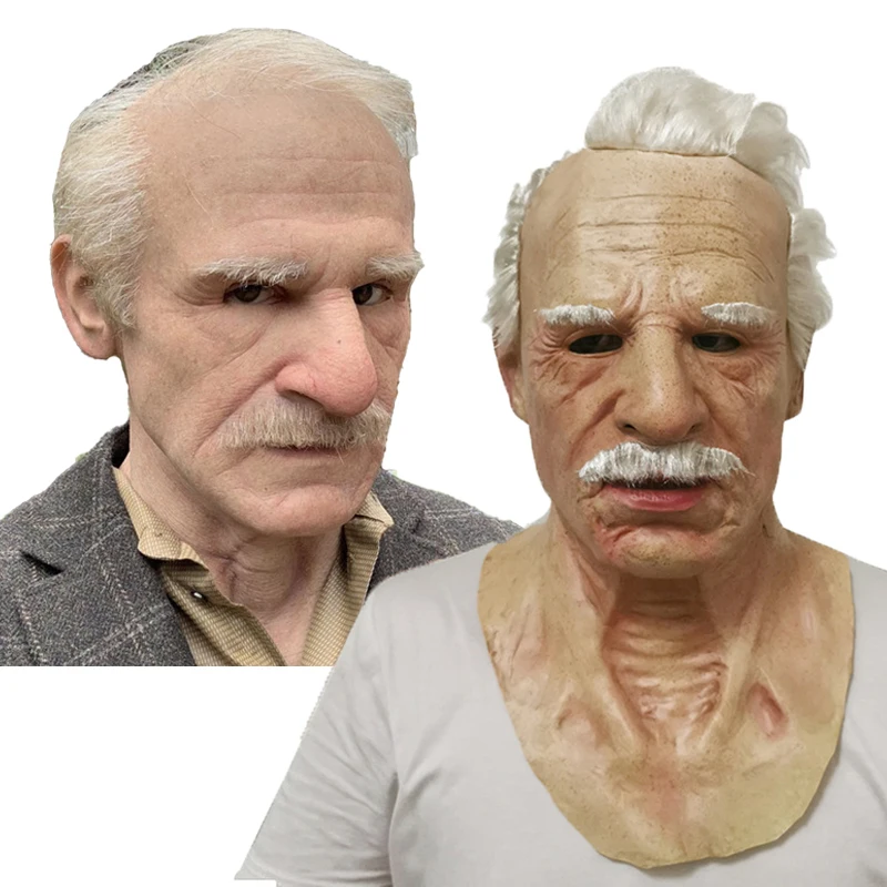 Masquerade Party Ultra Realistic Full Face Witch Mask Latex Scary Human Horror Old Man Mask