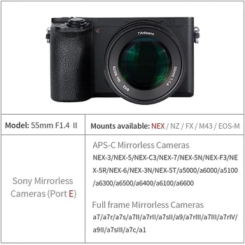7Artisans 55mm F1.4 II Manual Focus Prime Lens for E/FX/EOS-M/M43-Mount Camera Sony NEX-6R NEX-7 A3000 A5000 A5100 A6000 detail image