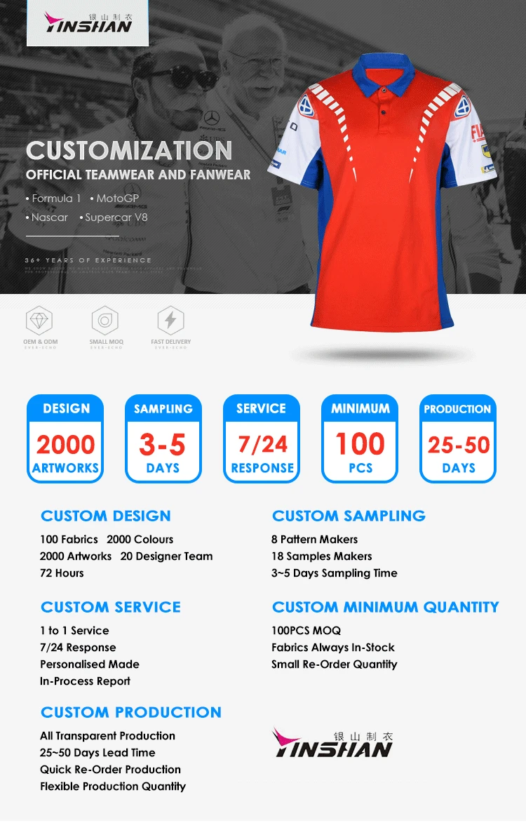 Custom Polo Shirt with Logo Printing for Racing Team - Yinshan Sportswear