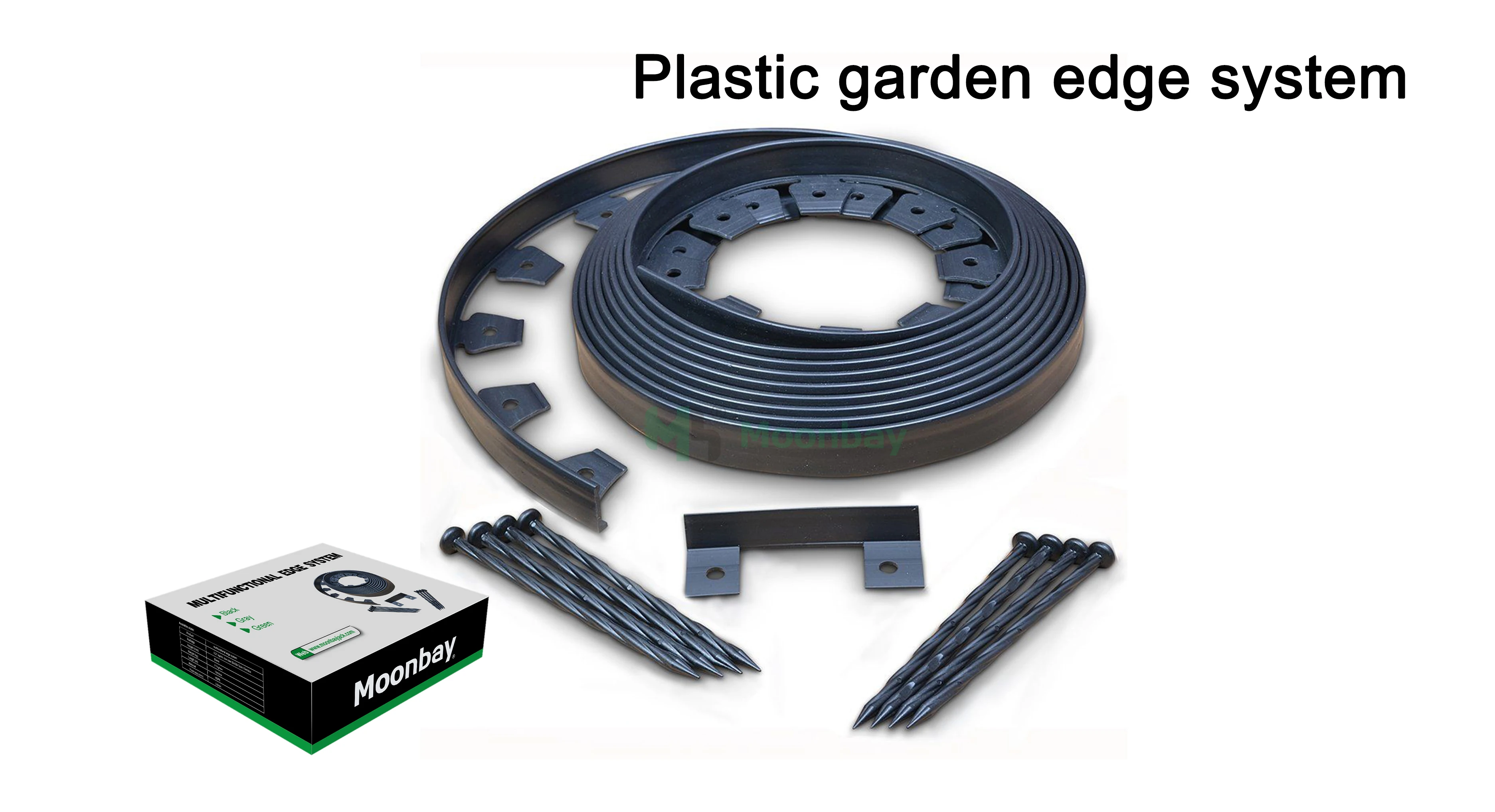 2.4m Black Plastic Garden Landscape Snapping Edging Heavy Duty Garden ...