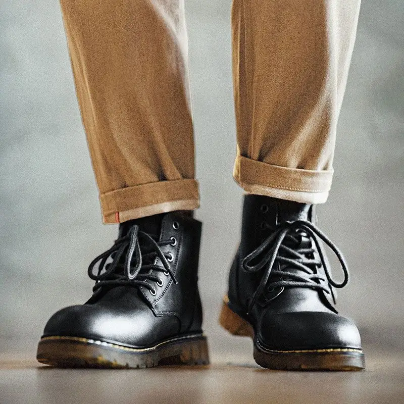 Maden Men's Boots Vintage Workwear Classic Black Midi-top