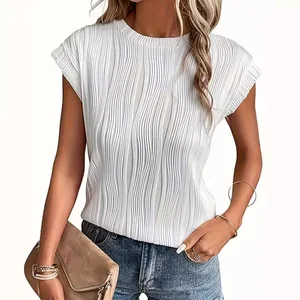 2026 Summer Women's Basic T-Shirt Loose Round Neck Pullover Top with Casual Short Sleeve Basic T-Shirt