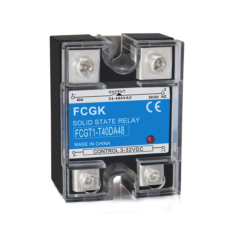 FCGK High Voltage Single Phase Solid State Relay Dc to Ac Ssr40da 3 to 32v 400vac Ssr Relay 40amps