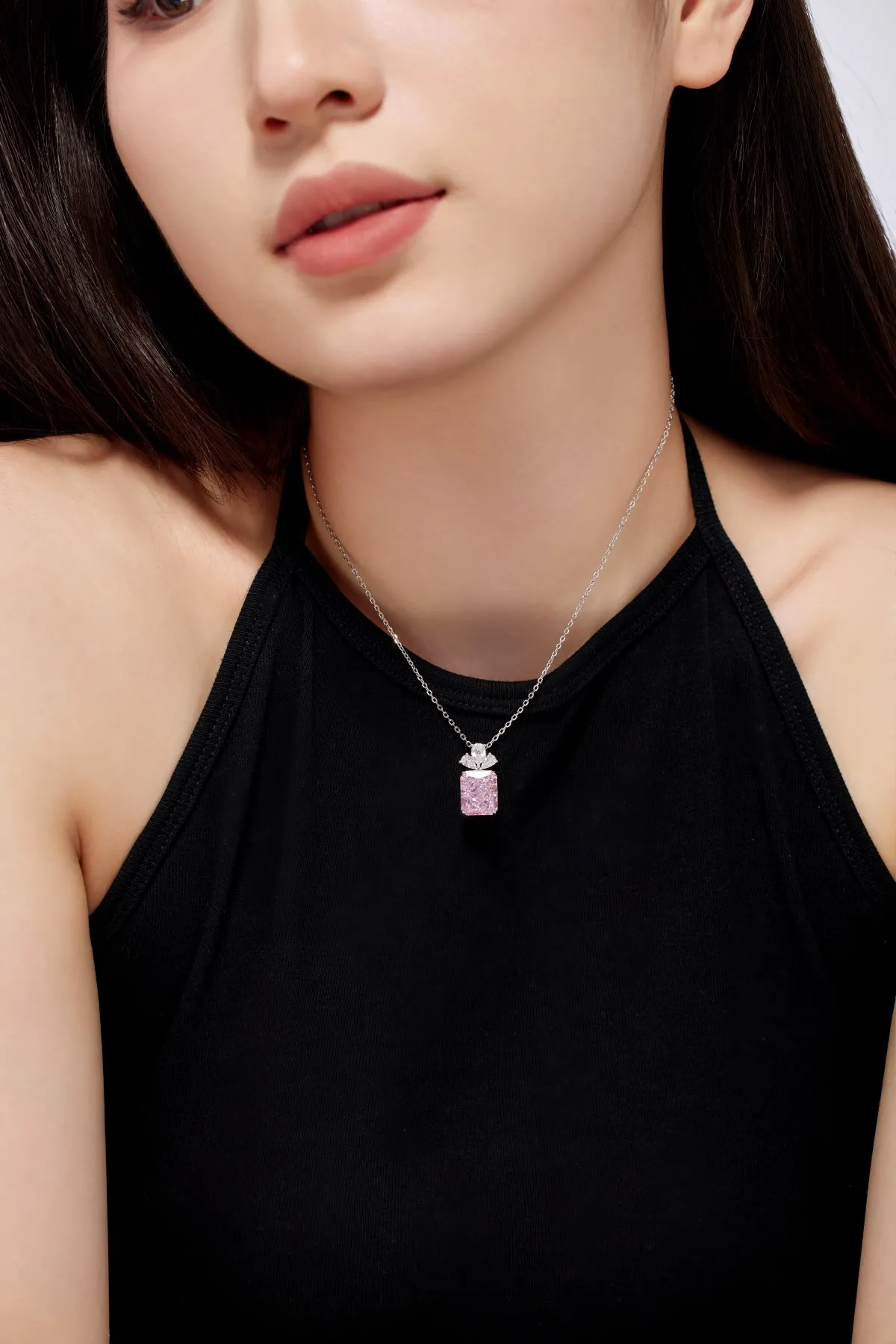 KAKODIY 8A CZ new 925 Sterling Silver chain jewelry rectangular ice blue pink necklace cubic zircon pendant women's necklace detail 5