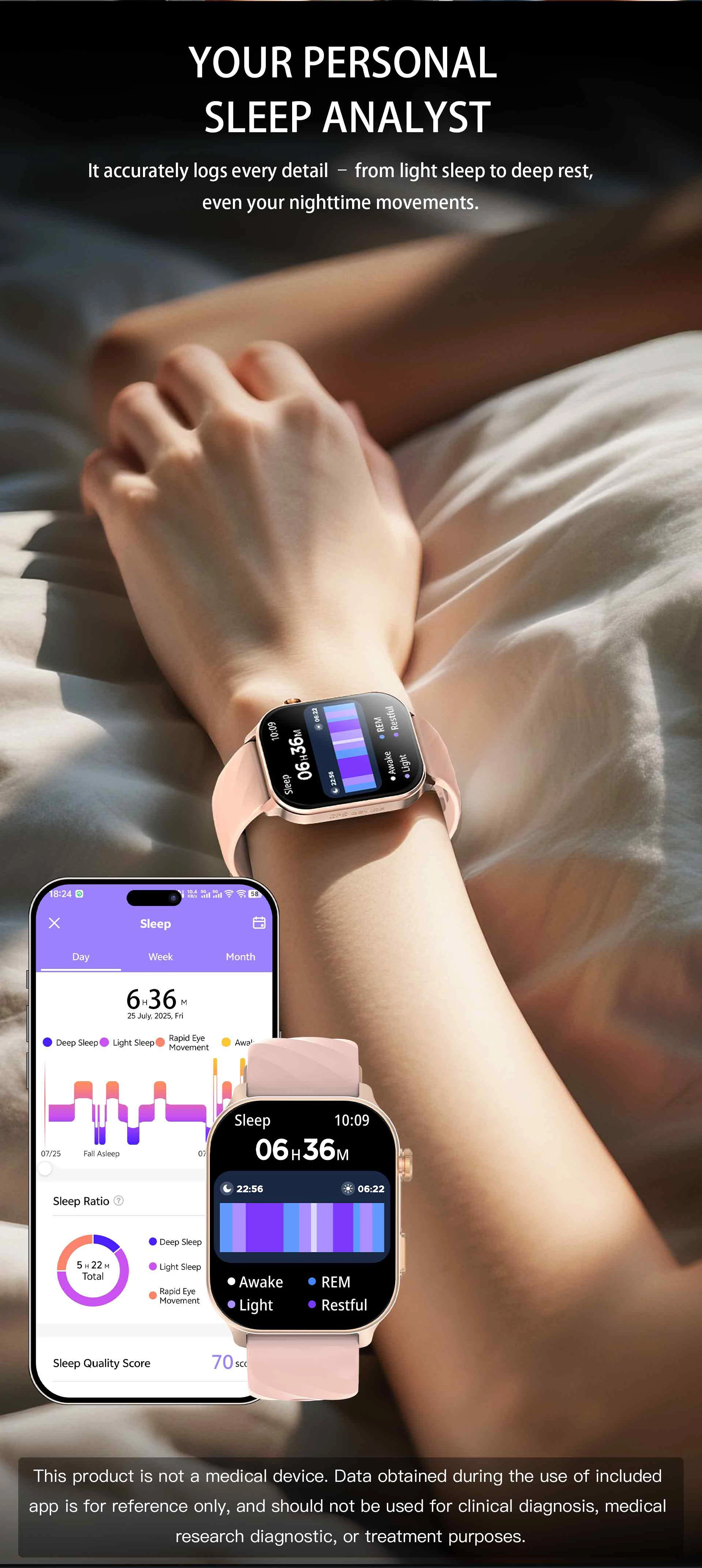 SNAVNET LC211 Smart Watch 2026 with TFT 1ATM Fitness Tracker BT Calling Heart Rate Health Monitoring Smart Watch for Men Women