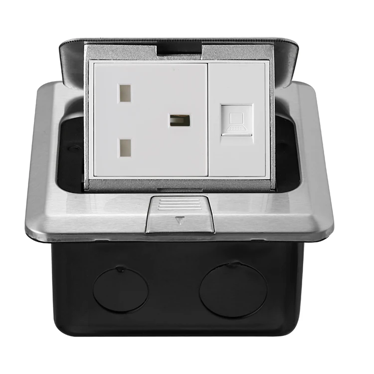Electrical Power Floor Socket network socket information box  UK standard stainless steel Pop-up Floor Ground Outlet Socket