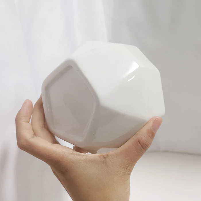 diamond shape ceramic candle container white