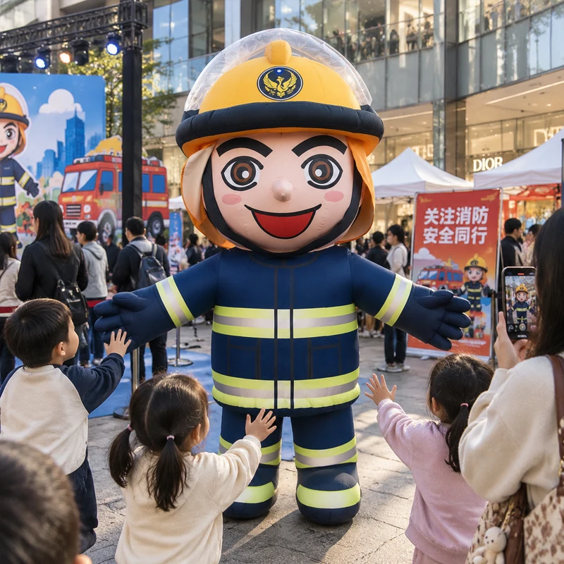 Firefighter Customize Huged Inflatable Costume for Propagandizes Promotion,Custom Giant Cartoon Firefighter Inflatable Fireman