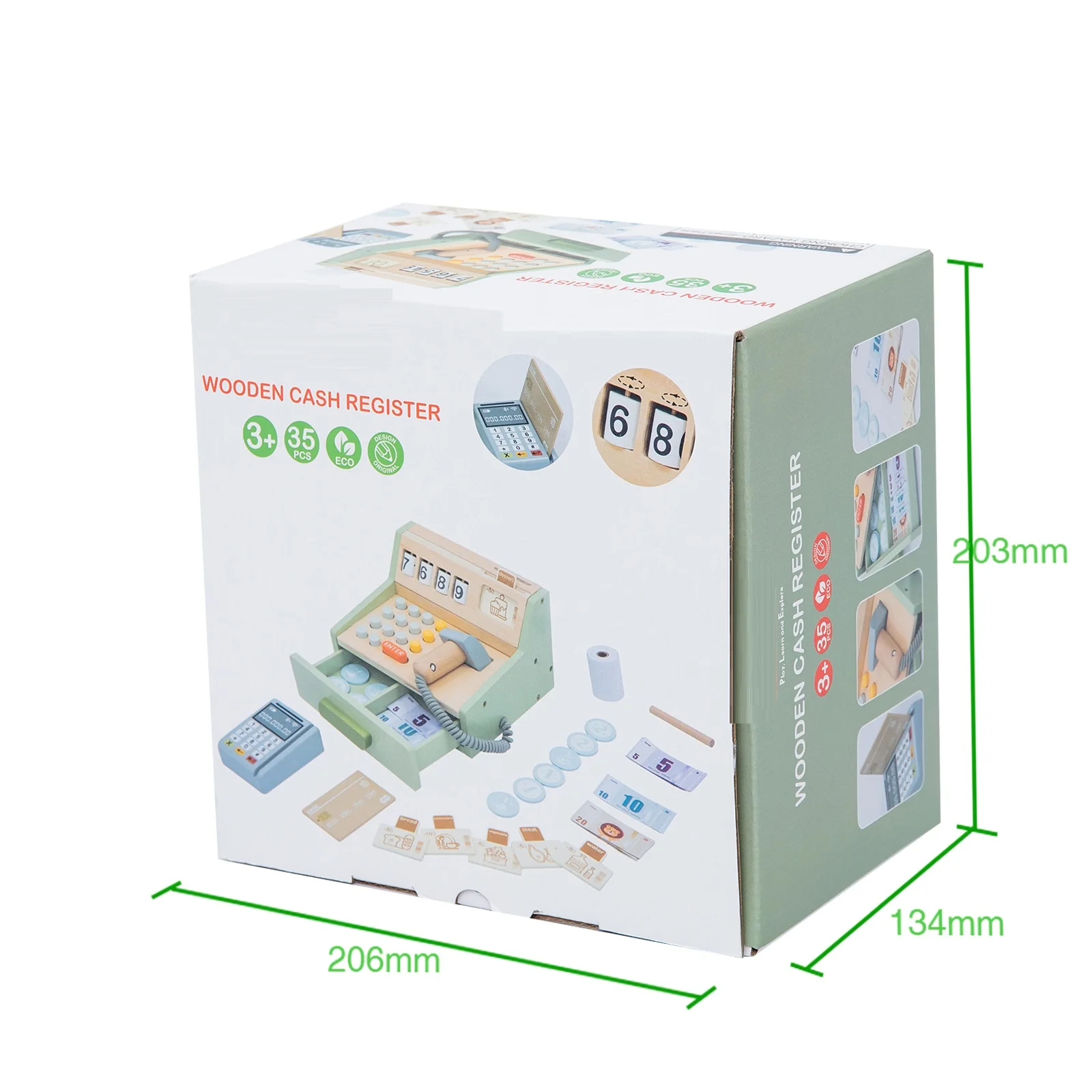 Simulation Pretend Play Cash Calculator Toys Supermarket Wooden Toy Registers for Kids