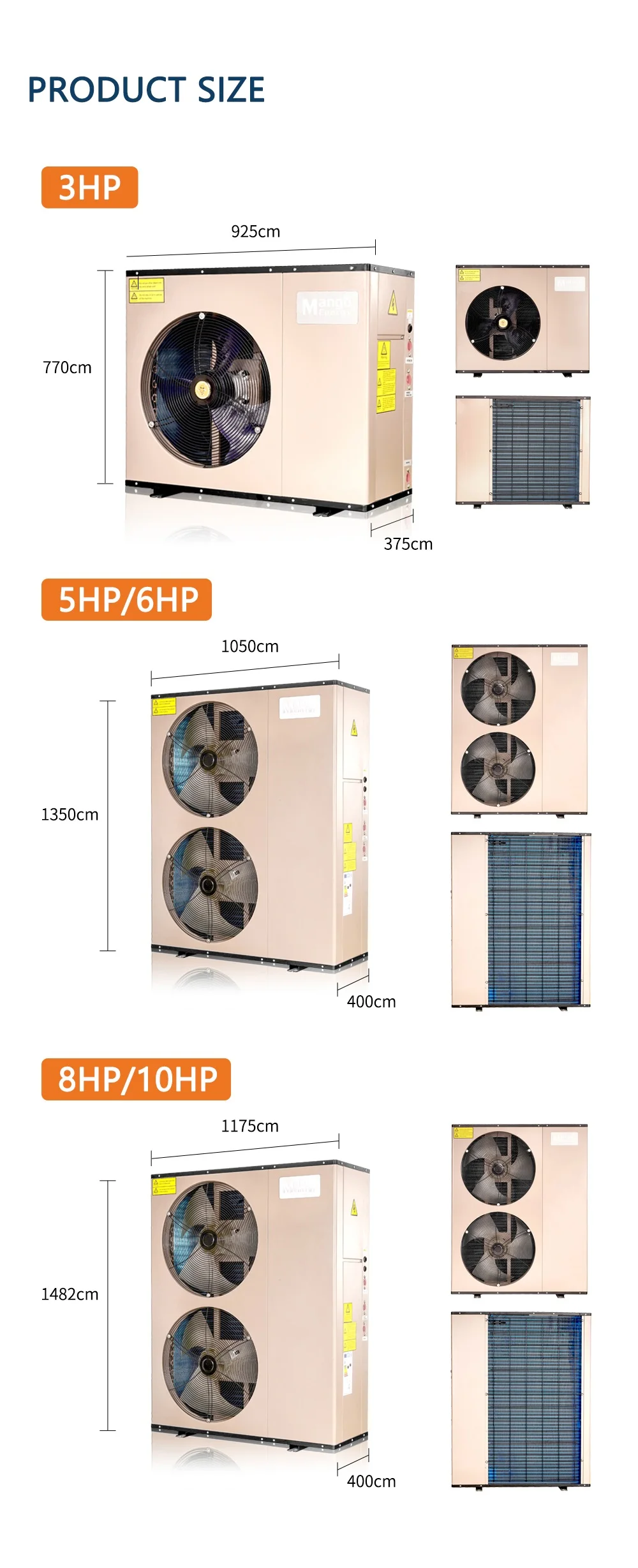 Mango Energy 20kW 34kW Poland Germany Canada House Heating Cooling DHW R32  Evi Inverter Wifi A+++ Heat Pump Cooling With Carel