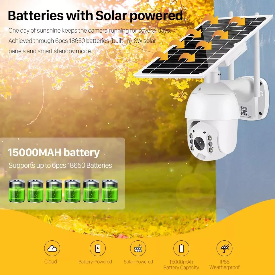 Outdoor Waterproof Support 128 Memory Card 4G 3G Sim Card Slot  Solar Power Camera WiFi Wireless CCTV Security IP Camera