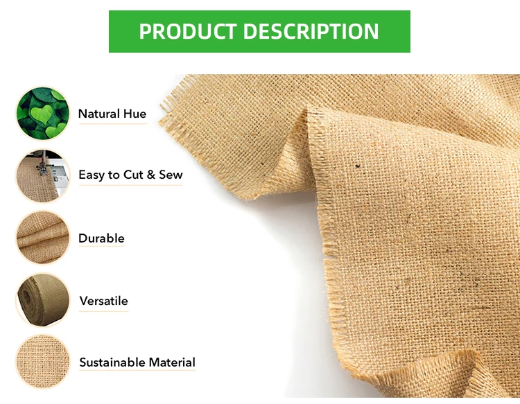 Jiahe Organic Jute Material Jute Hessian Cloth Natural Burlap Fabric