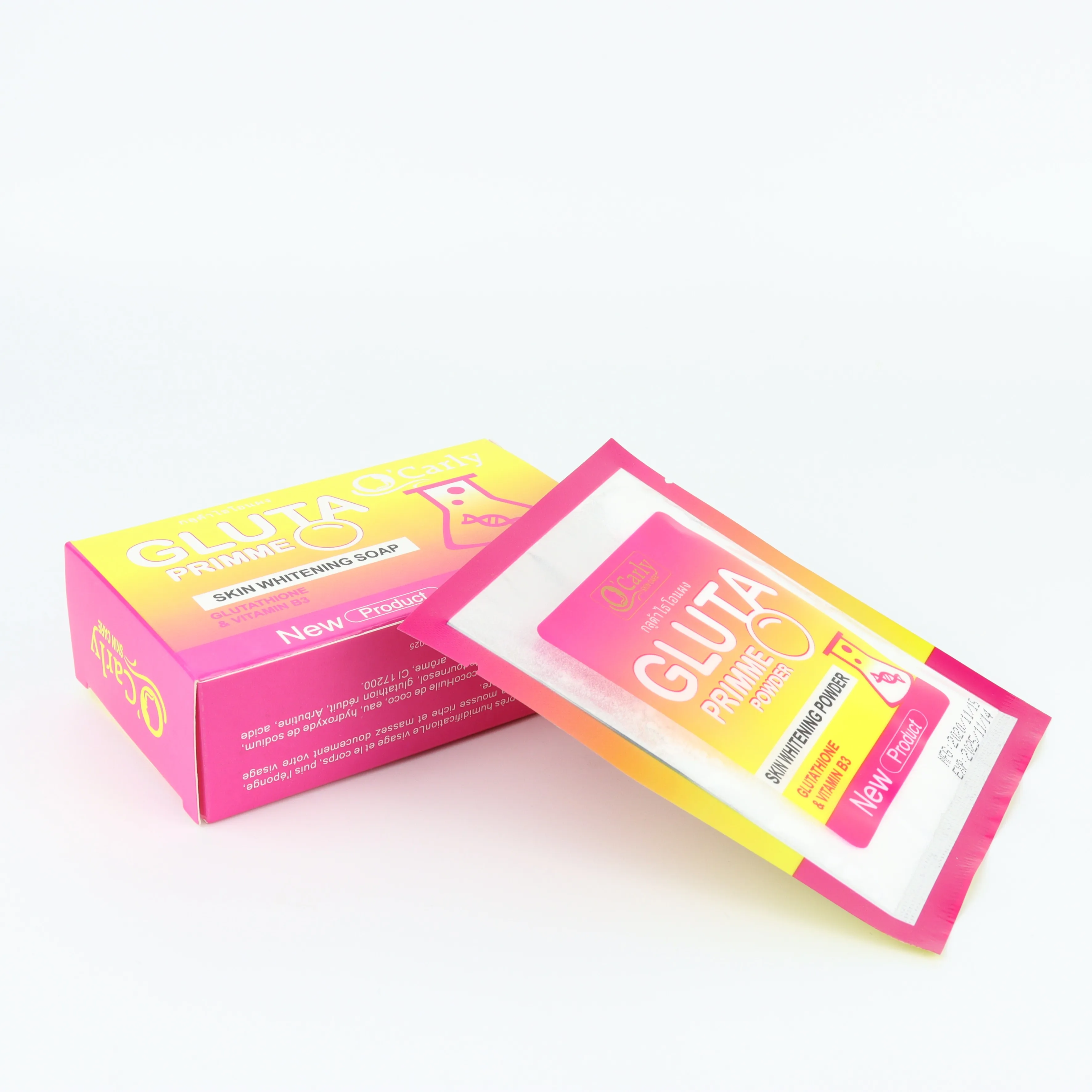 Private Label Gluta Prime Whitening Body Care Set Vitamin B3 Deep Cleansing  Soap Powder for Spot Removing and Rejuvenating Skin