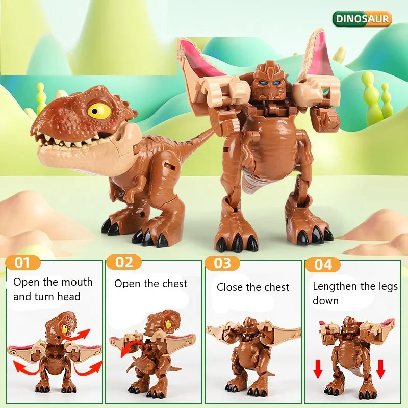 Deformed Dinosaur Toys Dinosaur Egg Growth Form T-Rex Robot Mecha Model Set  Educational Toys for Kids