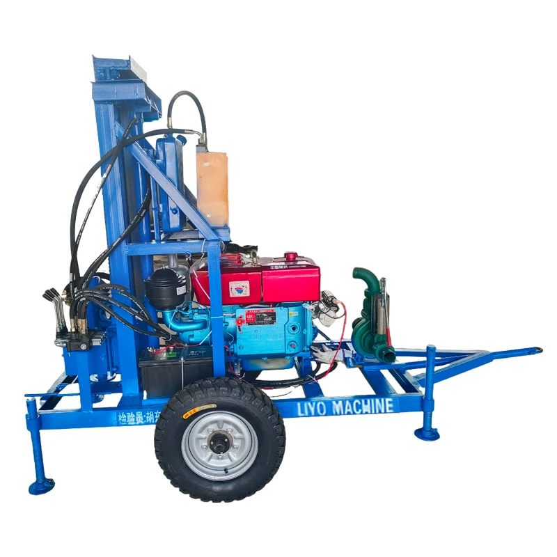 150M Depth Diesel Hydraulic Water Well Drilling Machine for Well Includes Tires and Drill Bits