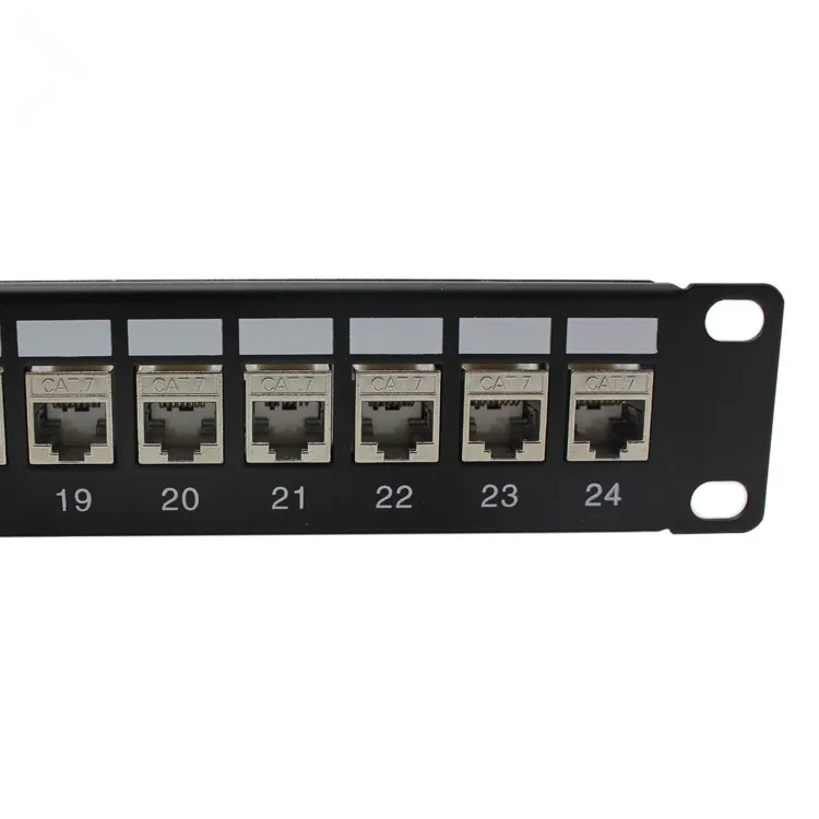 PANNEAU DE BRASSAGE NU 1U 24 PORTS CAT 5e/6a FTP KEYSTONE NOIR
