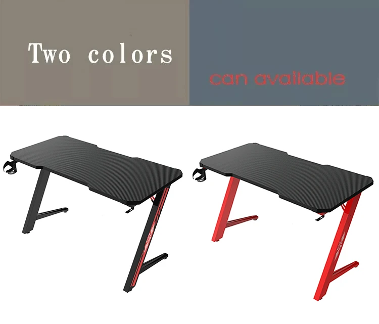 Modern Ergonomic Z Shaped Red Rgb Gaming Table Carbon Fiber Surface Pc