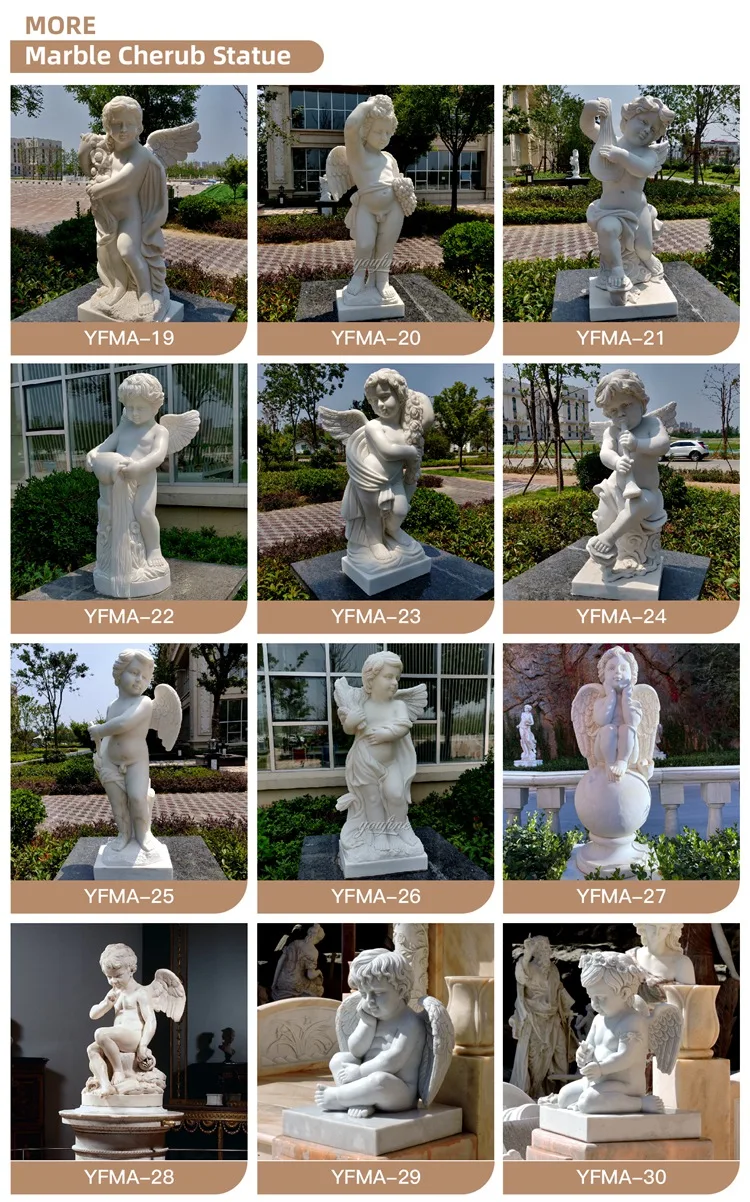 Life Size Hand Carved White Marble Kneeling Angel Statue for Garden ...