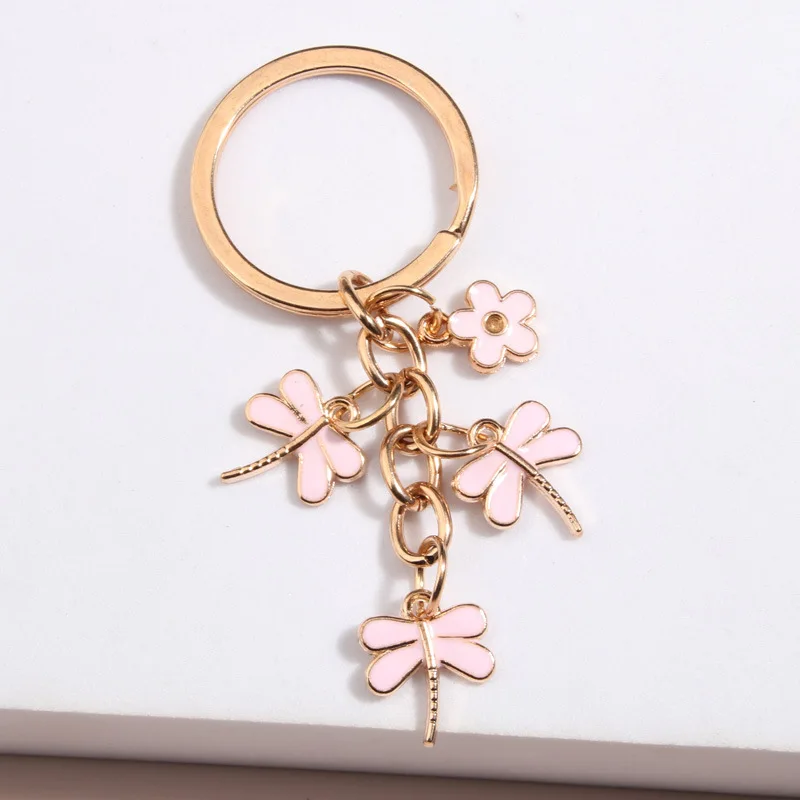 Cute Key Ring Little Bee Flowers Dragonfly Butterfly Keychain Pendant ...