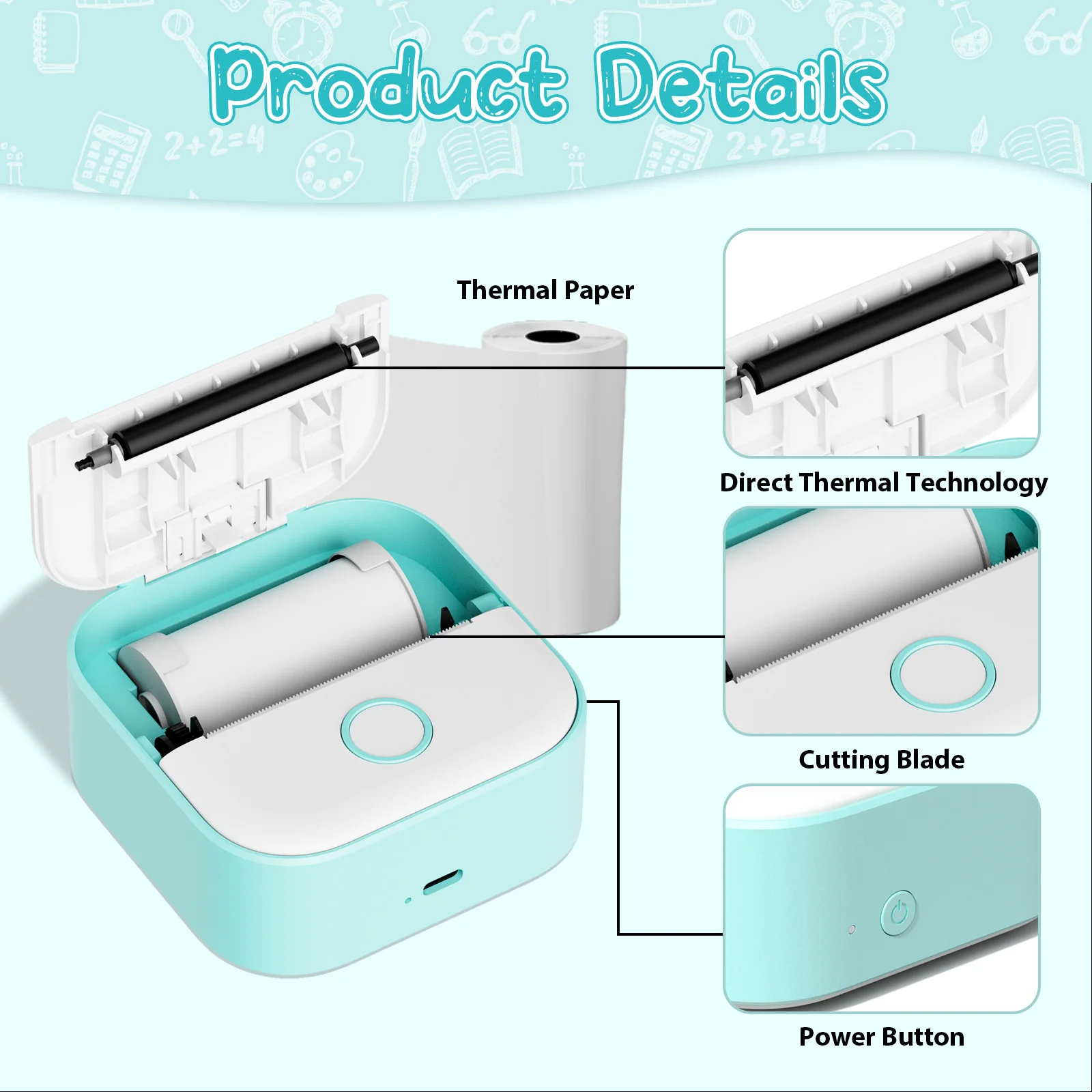 Phomemo T02 Inkless Mini Pocket Printer Print Photo Portable Thermal Mini Photo Printer Receipt