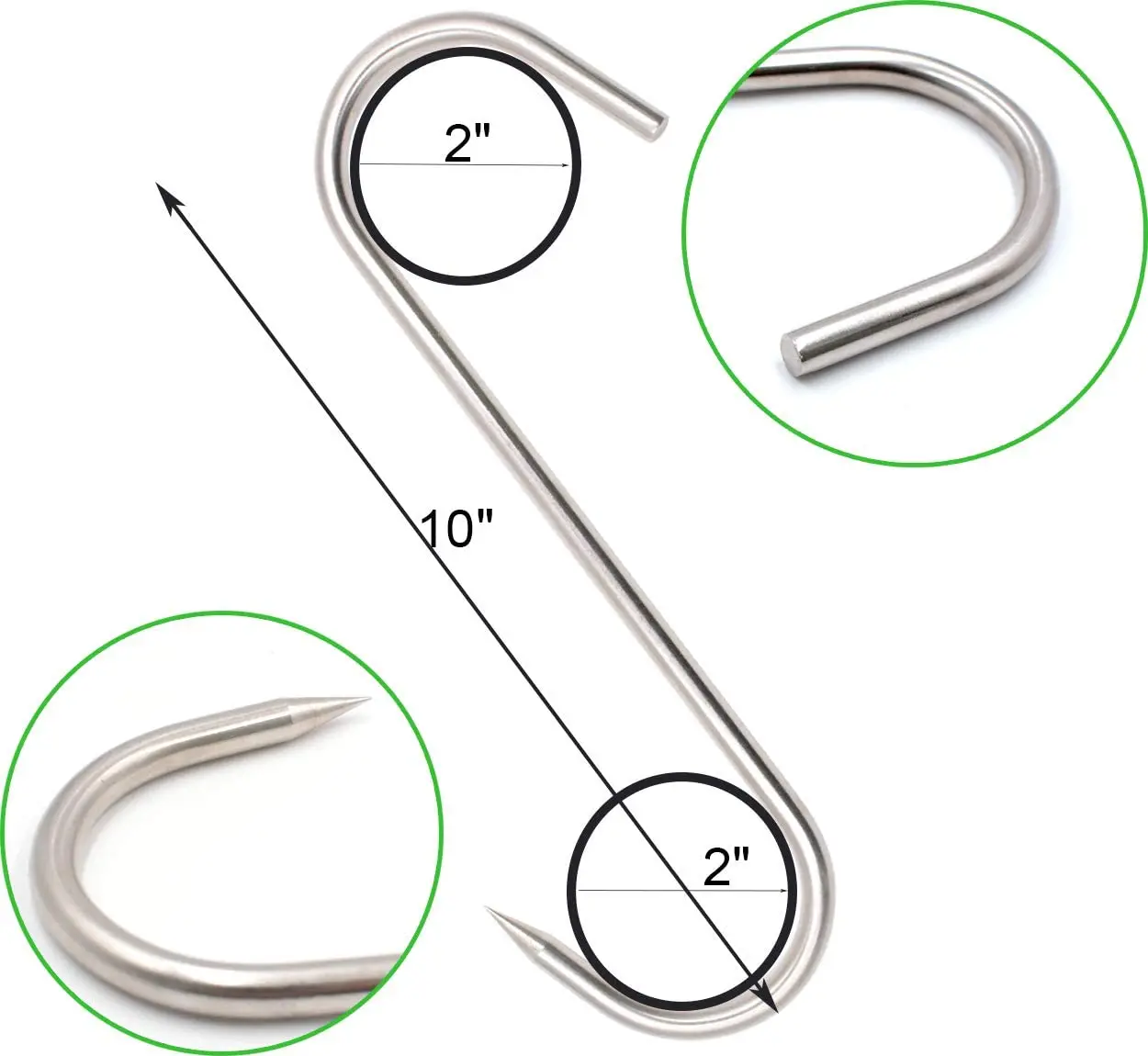 10inch10mm Heavy Duty Stainless Steel Butcher Hooks for Hanging Beef Meat Hook Suspension Hooks