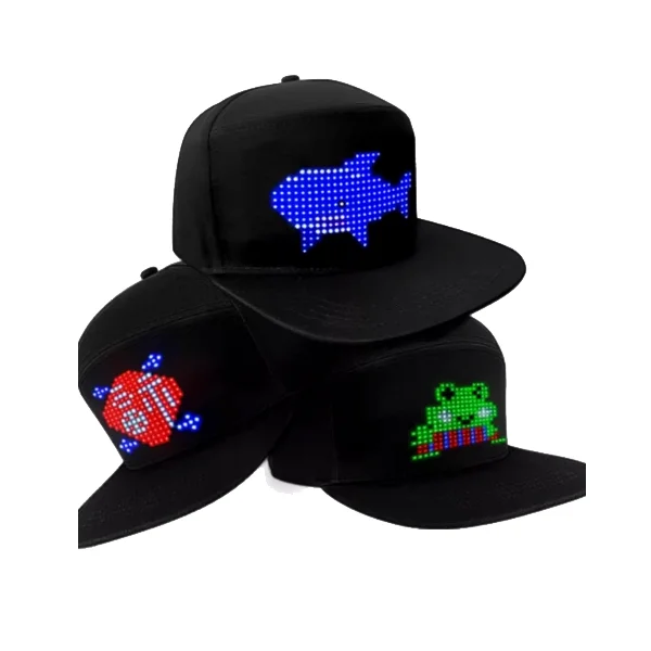 rechargeable app kawalan led skrin topi led topi untuk kem out penukar topi led topi untuk luar biasa