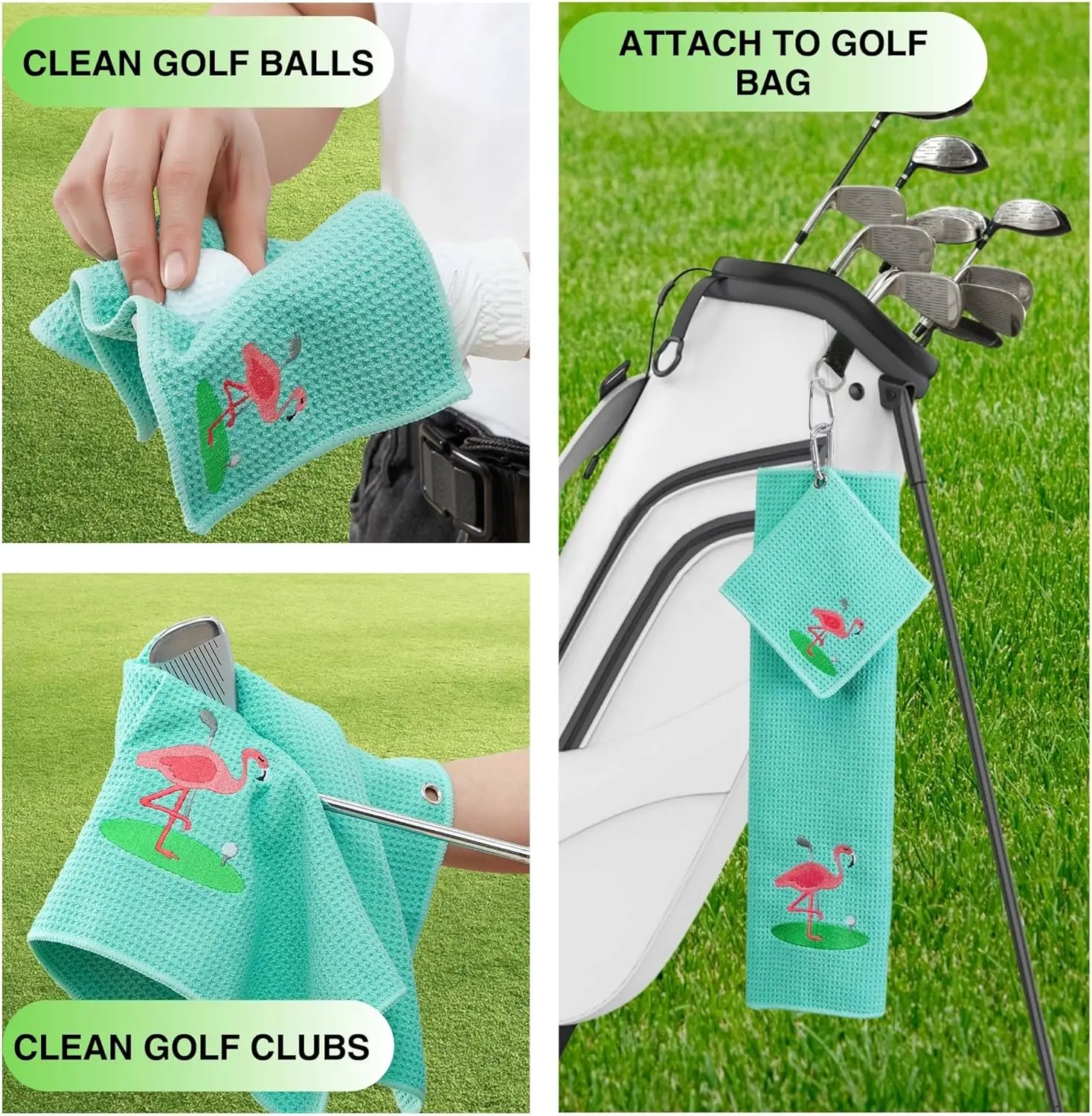 Hot Sale Custom Printed Logo New Embroidered Funny Golf Towel Waffle Weave Tri-Folder Hook Jacquard Technique Premium Golf Bags supplier