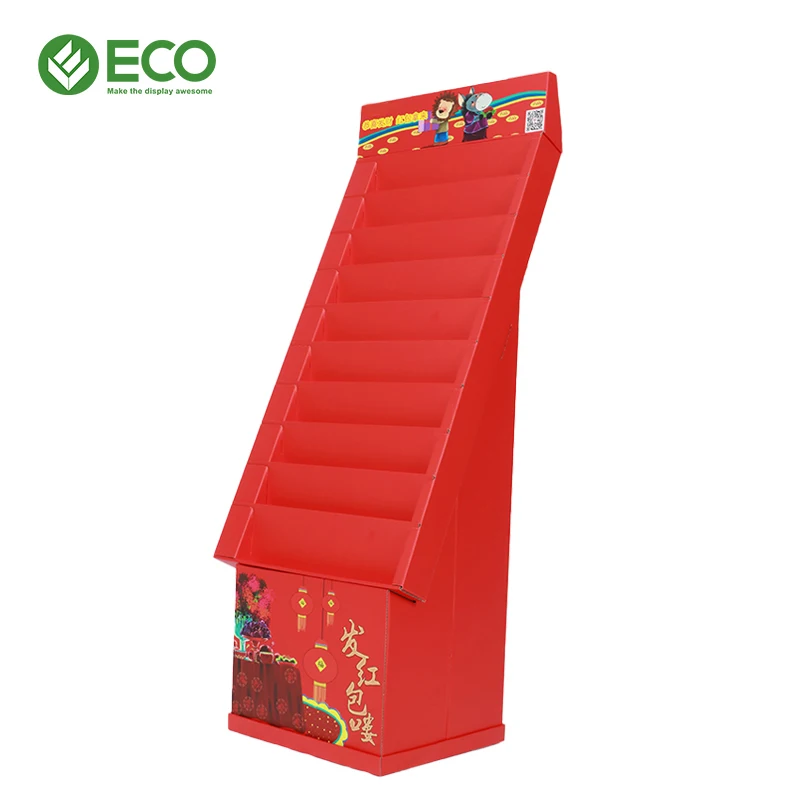 Factory Direct Modern Foldable Display Rack Recyclable Corrugated Cardboard for Greeting Card Comic Book Directly From Source