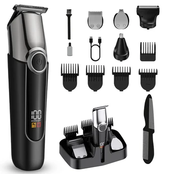 Rechargeable Professional Haircut Grooming Kit Barber Electric Trimmer Kit Hair Clippers With Digital Display