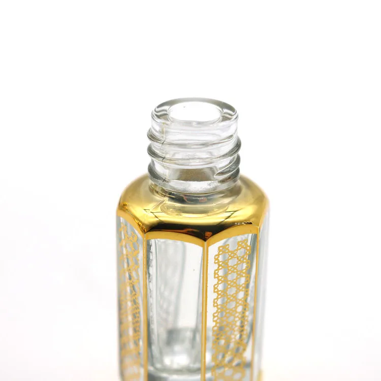 Fancy Custom UV Printing Logo 3ml 6ml 12ml Zinc Alloy Cap Attar Oud Oil Crystal Glass Perfume Bottle for Decorative