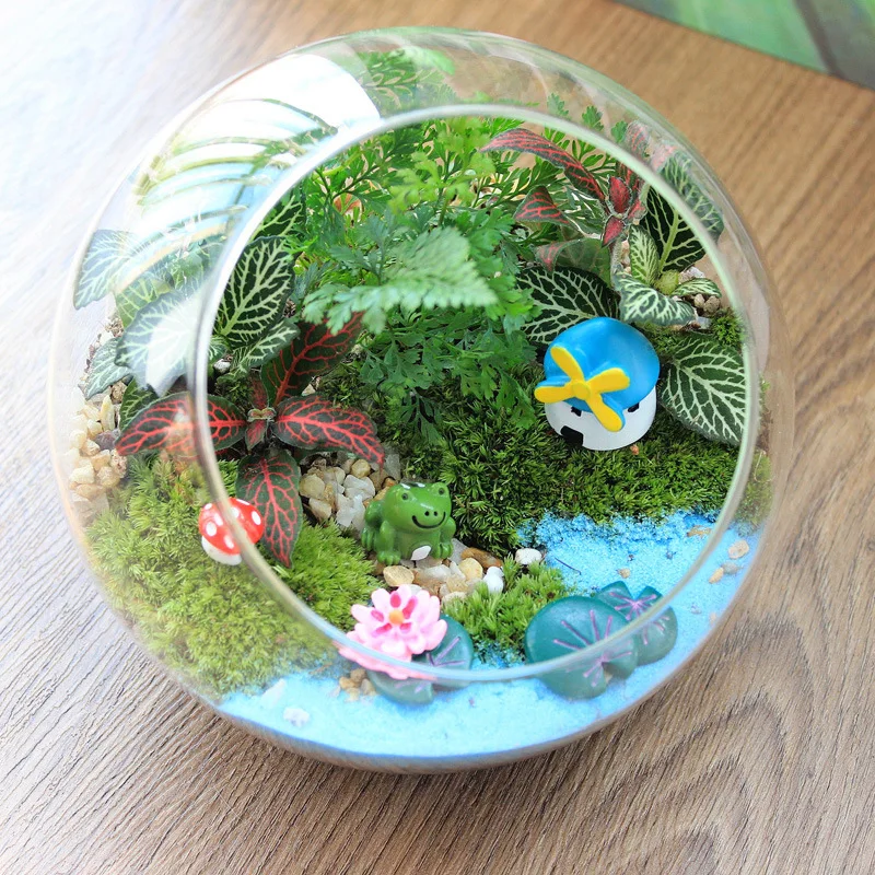 Decorative Modern Glass Vase for Flower Wedding Nodic Round Slant Landscape Bottle