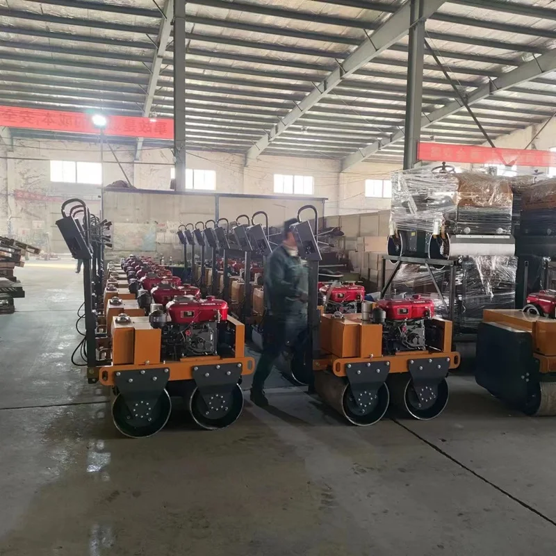 Portable Double Drum Vibratory Manual Roller Compactor Mini Walk-Behind Road Roller with Pump Motor Gear Core Components
