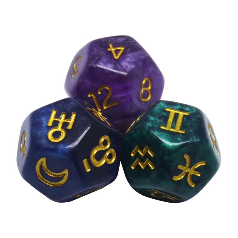 3 Dados Astrológicos De 12 Caras, Adivinación Y Astrología 3 Dados Astrológicos De 12 Caras, Adivinación Y Astrología