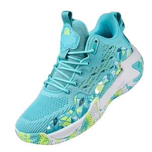 2026 new four seasons men's basketball shoes Men's sports shoes breathable high elastic blue shoes men high tops