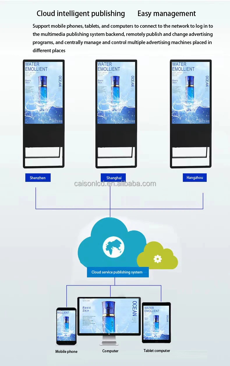 32 /43 electronic water sign foldable movable Digital stand LCD advertising display outdoor Digital signage and display poster supplier