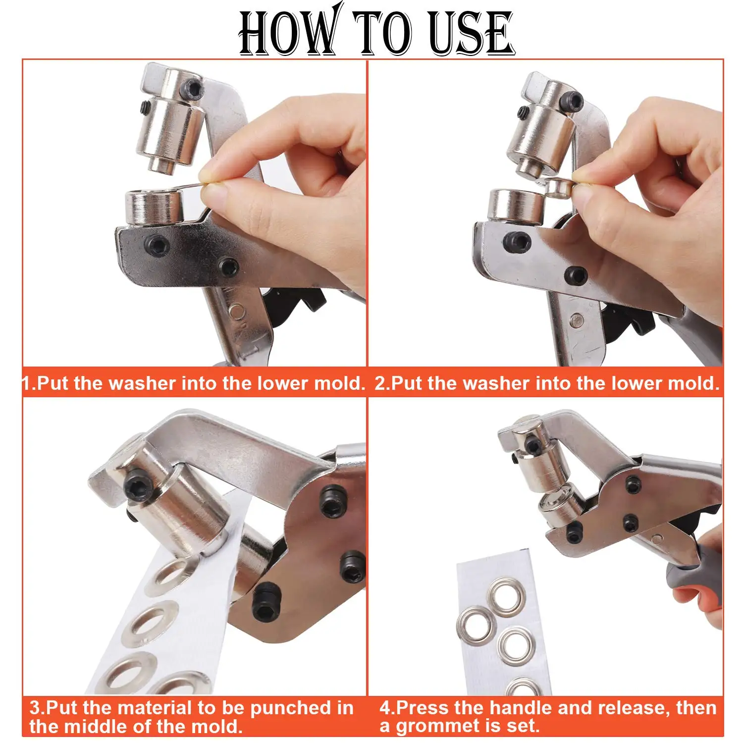 Lightweight Portable Handheld Manual Hand Press 10mm Eyelet Grommet Rivet Plier Punch Tool for Curtain Leather Advertising Cloth