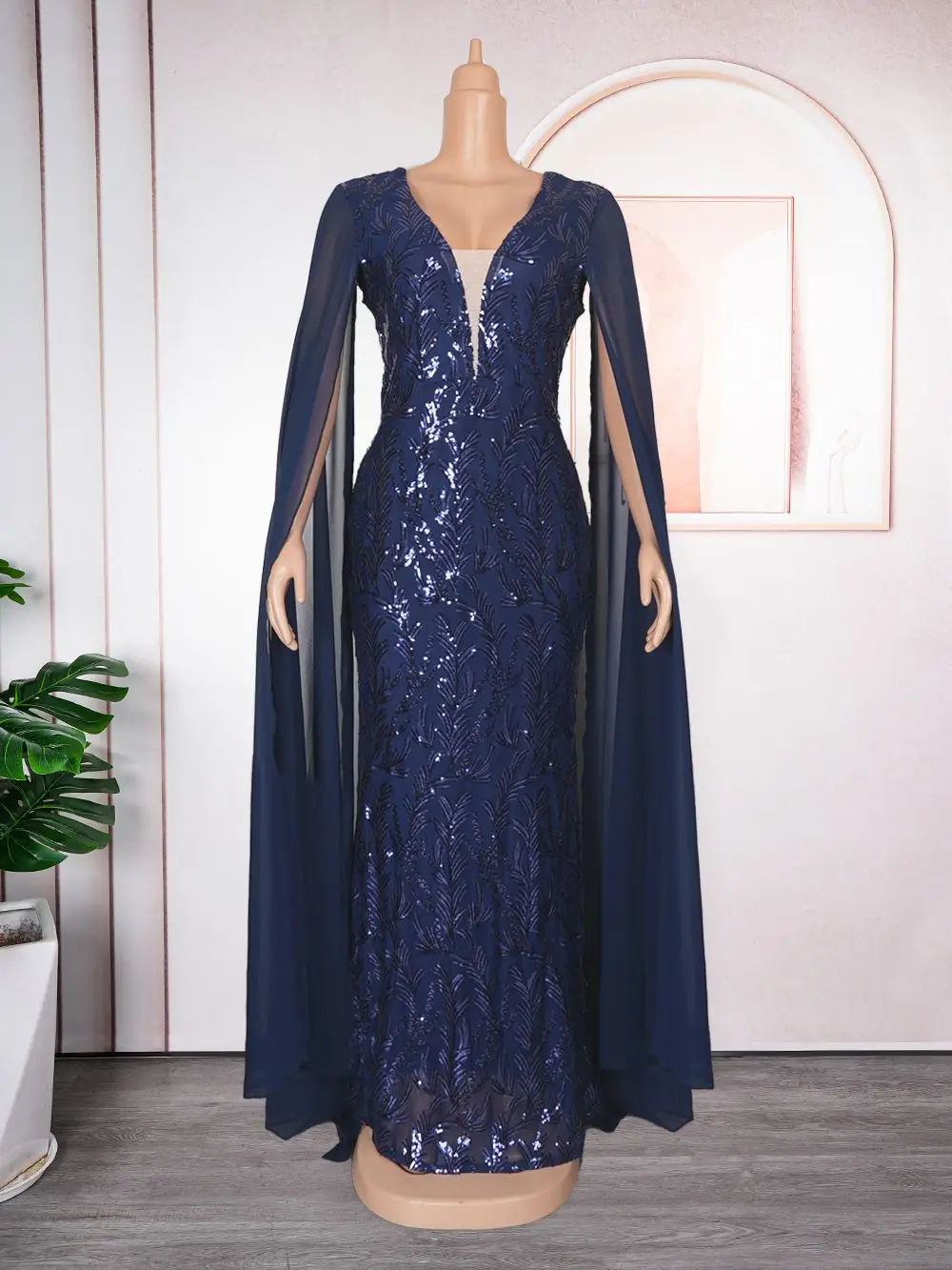 spaghetti strap beaded prom dress MissJophiel 3/4 Sleeves Illusion V Neck Embroidery Beaded Long Dress Green/Champagne / Floor Length / US2