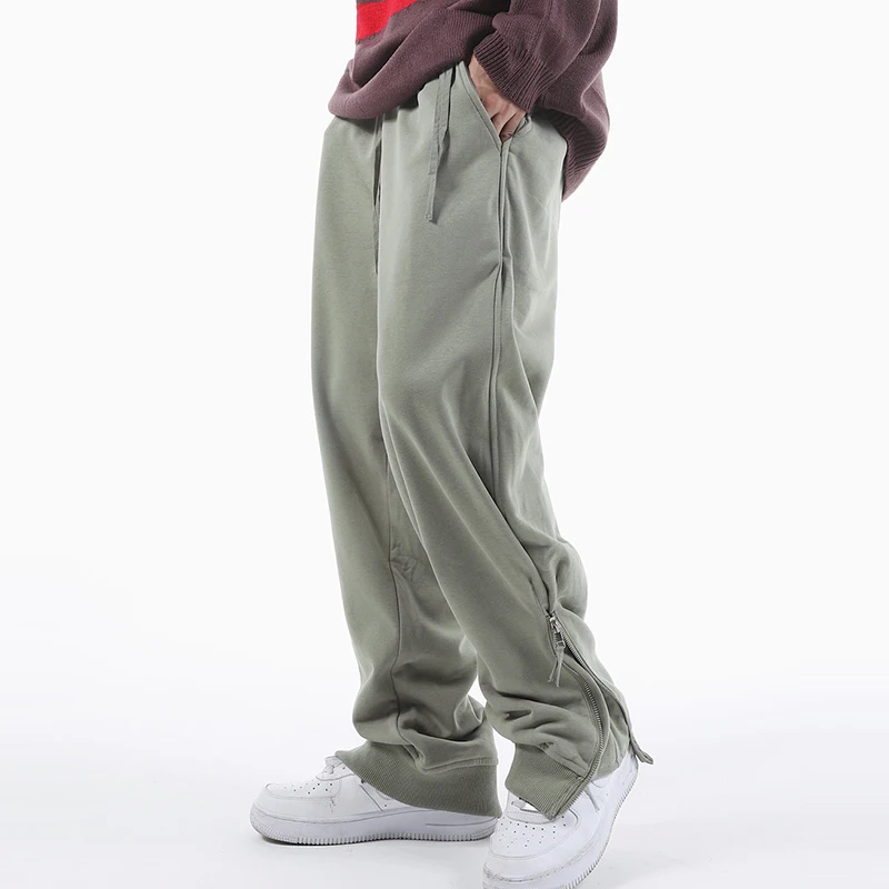 Pantalones Informales Con Cremallera De Color Puro Para Hombre,Pantalón De  Chándal,Holgado,Transpirable,Para Correr,Primavera,2022 - Buy 2021 De Los  Hombres De Pierna Amplia Cremallera Dobladillo Suelto Recto Unisex  Pantalones De Chándal Casual Calle 
