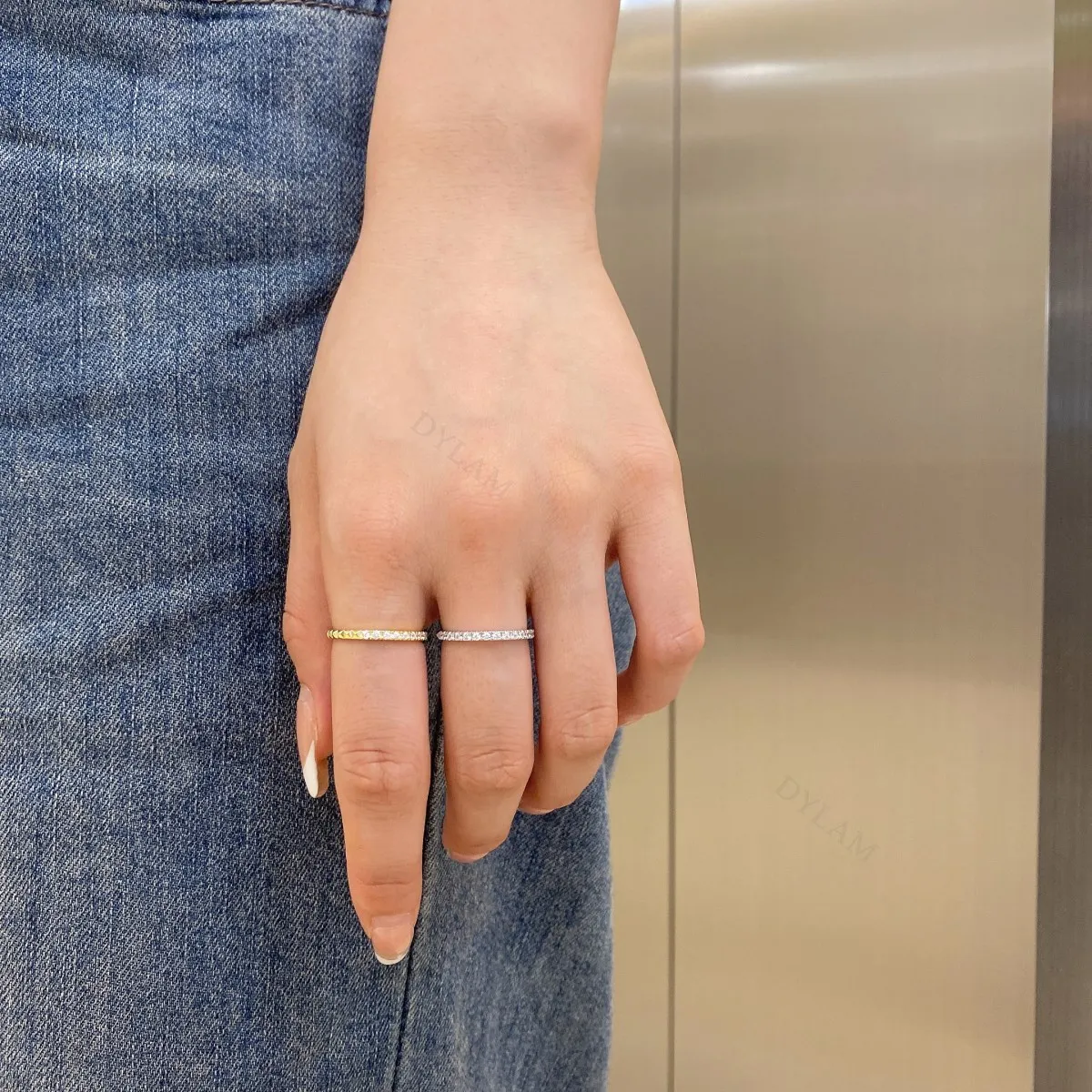 KAKODIY 925 Eternity Wedding Ring 18K Solid Gold Stacked Thin Simple Ring Handmade Bridal Ring Jewelry detail 3