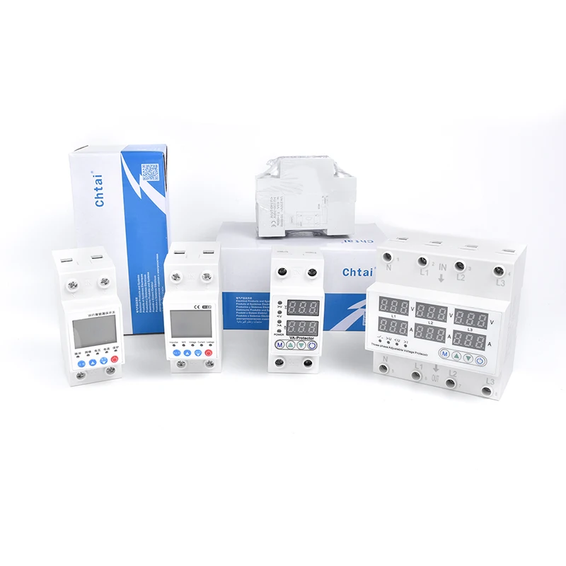 1P + N 63A Din рейка регулируемый в УФ-ампер протектор интеллектуальные автоматические стабилизаторы напряжения реле цифровой электрический светодиодный