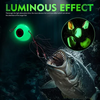 40g-120g Luminous Glow Lead Jigging Lure Slow Jig Head Rubber Skirts Assist Hooks for River Stream Sea Fishing Bass Carp Trout – Soft Lure – view 3