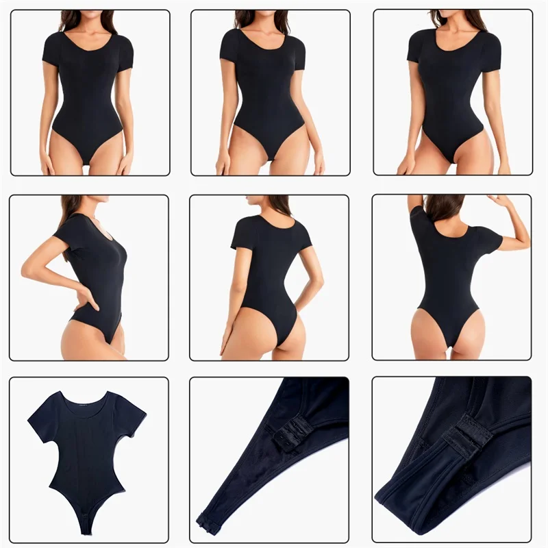 Wholesale Women Plus Size Full Body Shoulder Tummy Control Shaper Underwear Seamless Waist Trainer Thong Bodysuit Shapewear factory