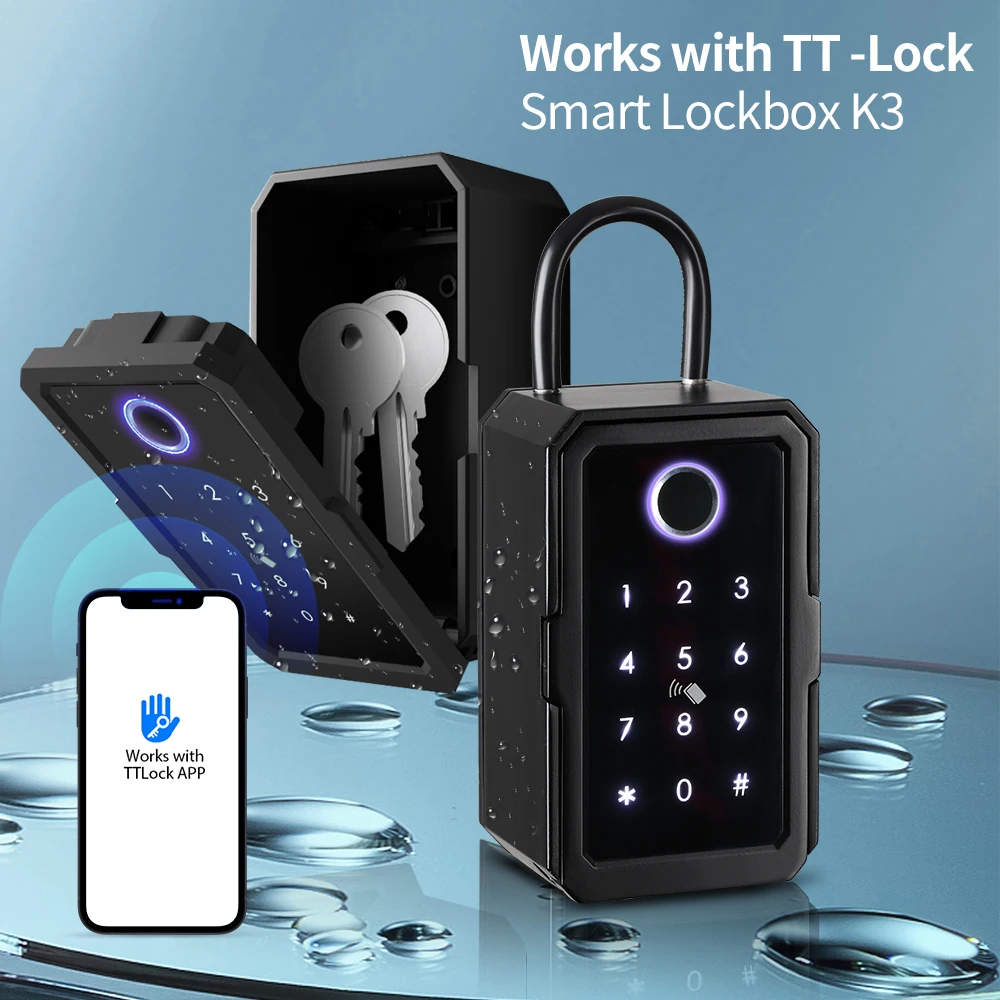 Smartek New Arrival Waterproof Smart Key Box for Key Storage App Fingerprint Code Combination Key Holder