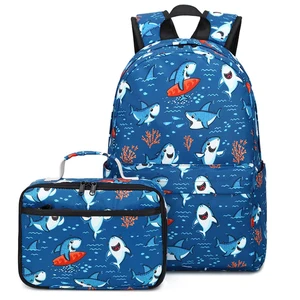 Custom Sac Pour Ecolier Child Schoolbag with Lunch Box Bag Set Kids Backpack Shark School Bags for Boys