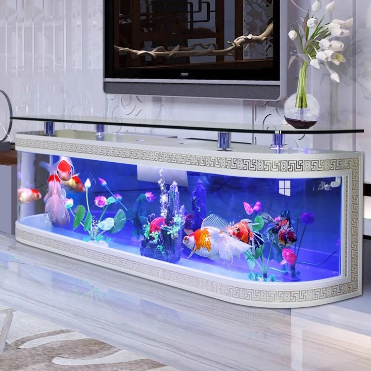 Custom Large Transparent Cube With Led Lighting Tv Stand Table Fish ...