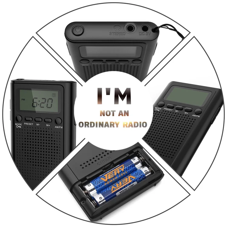 Cheap Mini Pocket LCD Digital Stereo AM FM DSP Radio Receiver with Lanyard Hand Rope