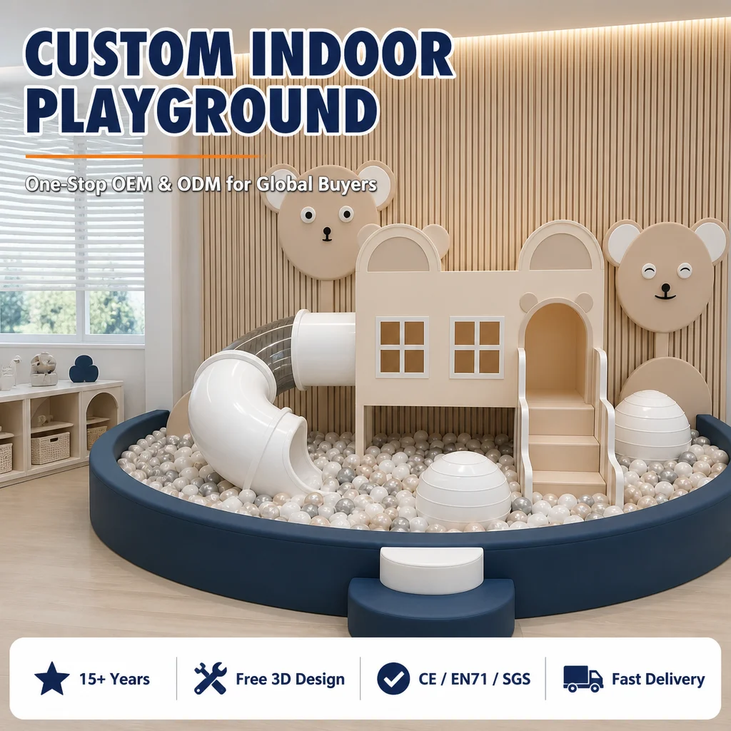 Kids Naughty Castle Soft Play Indoor Equipment for Daycare Center CE Certified Ball Pool Slide Climbing Frame Foam Padded OEM