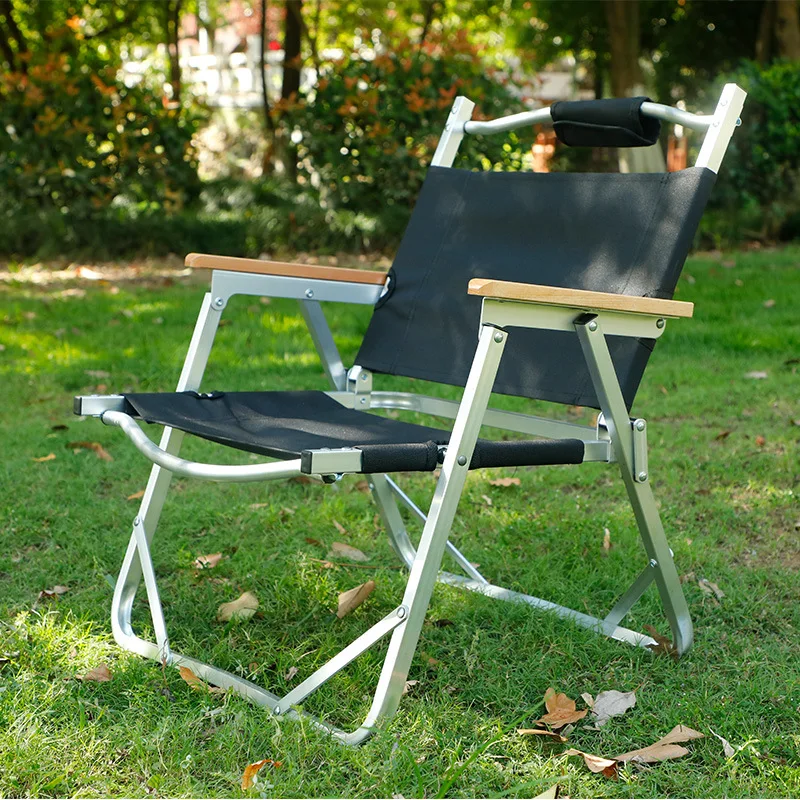 Outdoor Furniture Wood Grain Iron Portable Folding Camping Kermit Chair