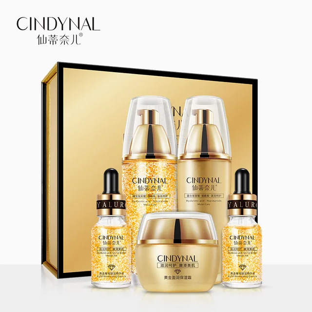 Private label Luxury Facial kit gift Refreshing Moisturizing Whitening 24k gold Face Skin Care Set